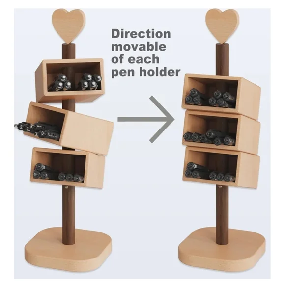 Rotating Wooden Pen Organizer - Picture 2 of 5
